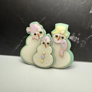 Christmas Snowmen Family Designs By Lucinda Brooch Pin Hand Made Snowman